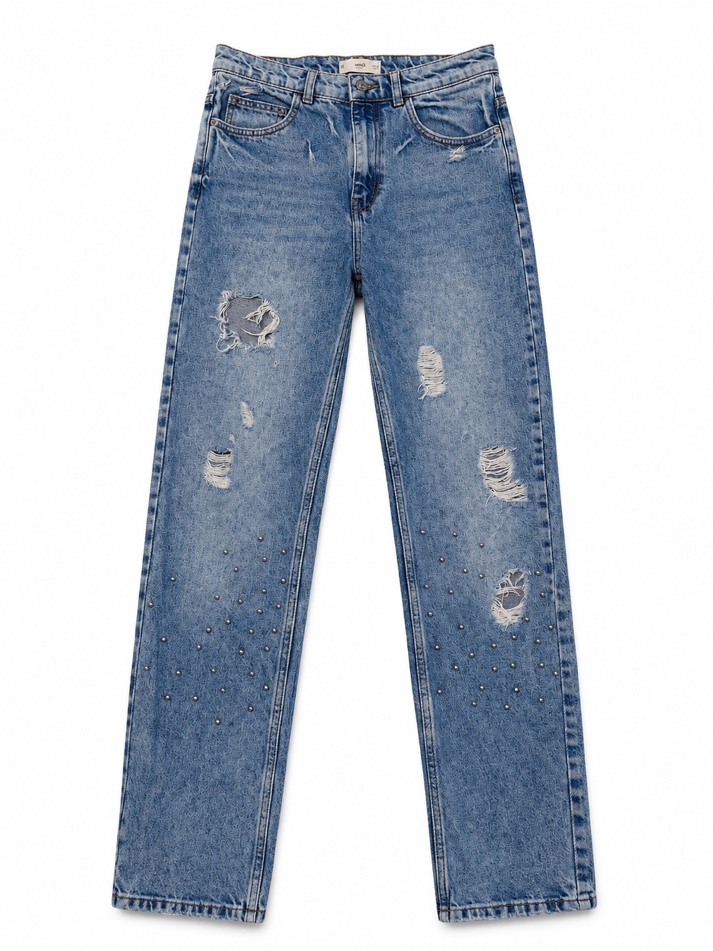 Mango Light Blue Denim Jeans with Contrast Topstitching